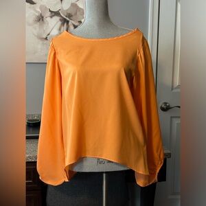 Peach coral salmon too short blouse cute flowing back size large